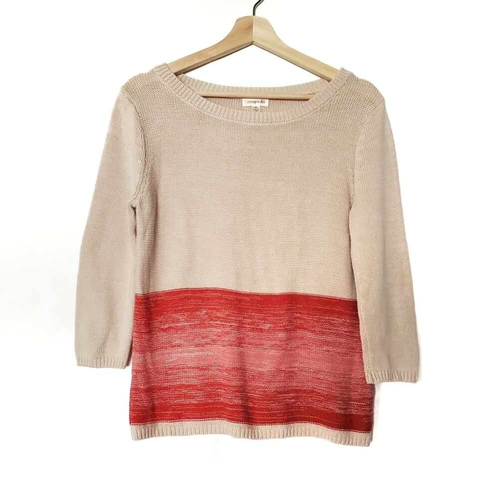 Sarsaparilla | Ombre Colorblock 3/4 Sleeve Sweater